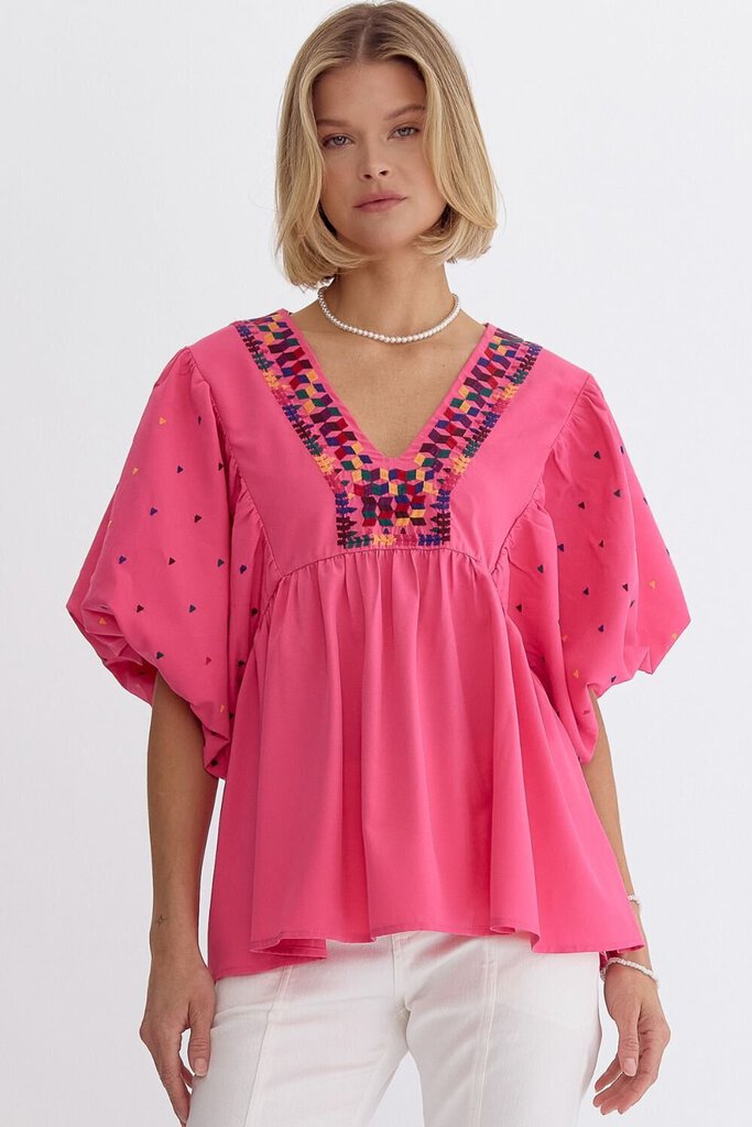 PINK EMBROIDERED TOP