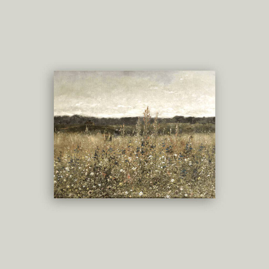 WILDFLOWER LANDSCAPE ANTIQUE ARTIST BOARD