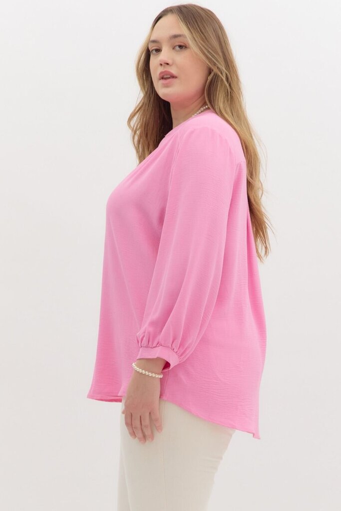 STELLA BUBBLE GUM PINK BLOUSE - PLUS