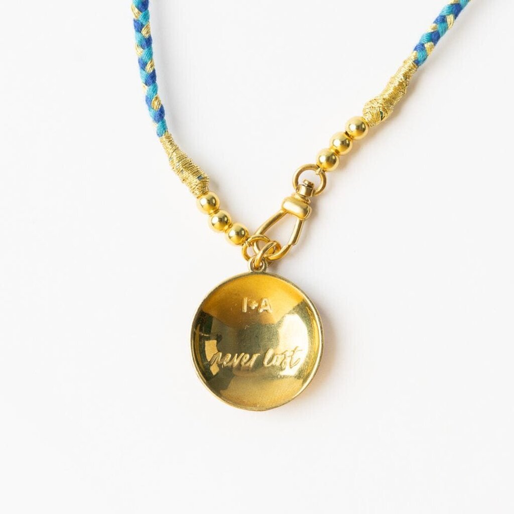 MARIA BRAIDED NEVER LOST BLUE NECKLACE WITH ENAMEL PENDANT