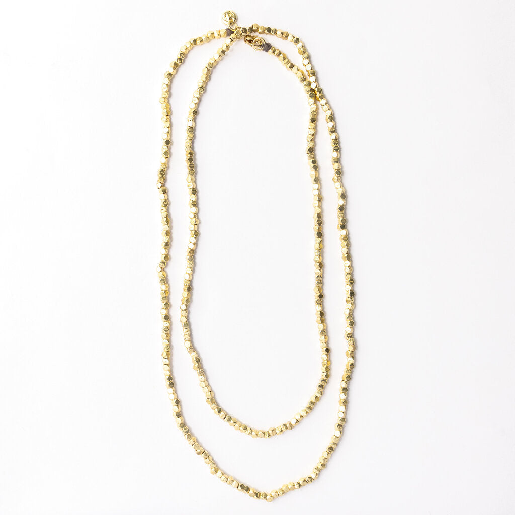 ERICA LONG GOLD FACETED BEAD EARRINGS
