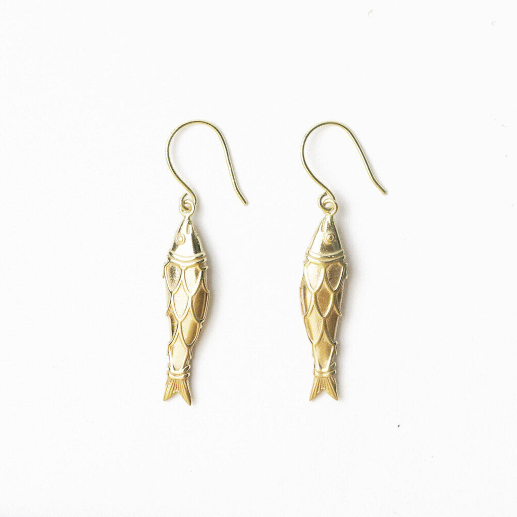 SALLY FISH BRASS DANGLE EARRINGS