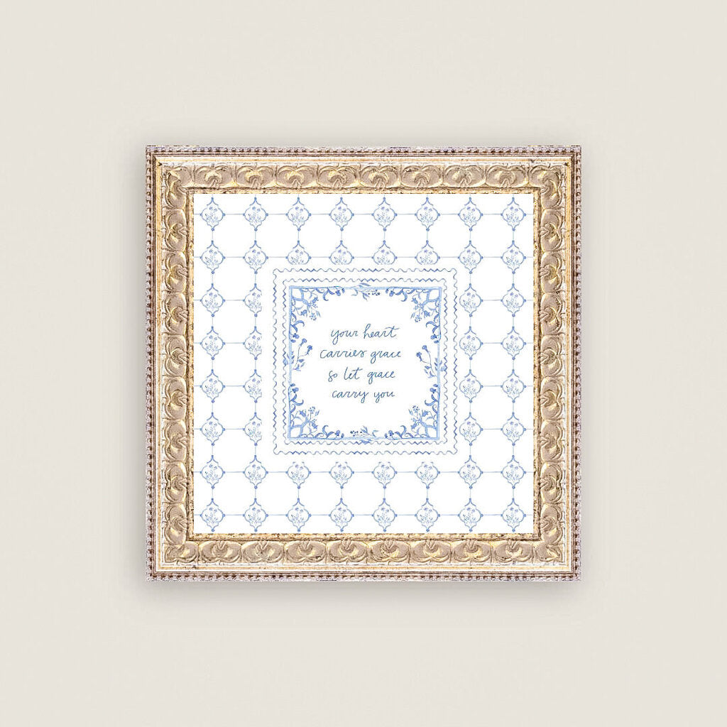 YOUR HEART CARRIES GRACE 9X9 FRAMED ART