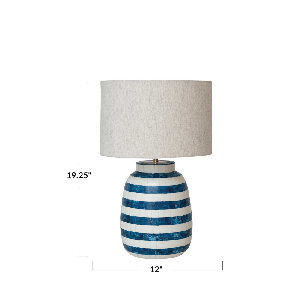 RESIN INLAID TABLE LAMP WITH BLUE TILES