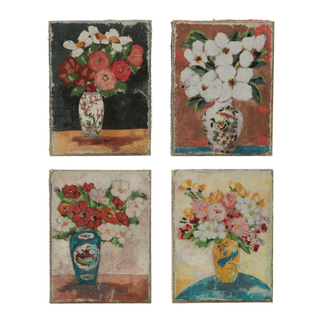CANVAS WALL DECOR WITH FLOWERS IN VASE
