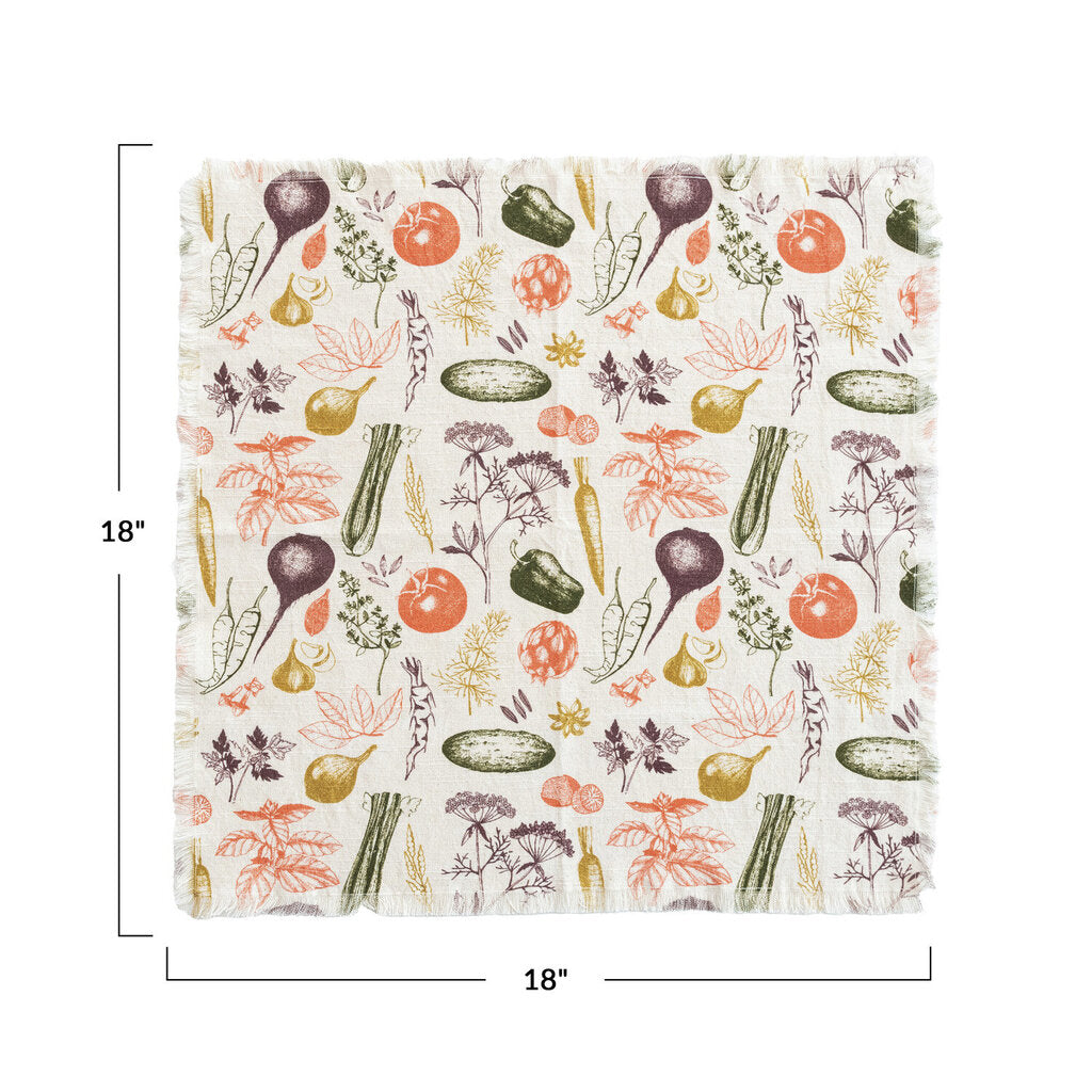 SET OF COTTON NAPKINS WITH VEGGIE PRINT