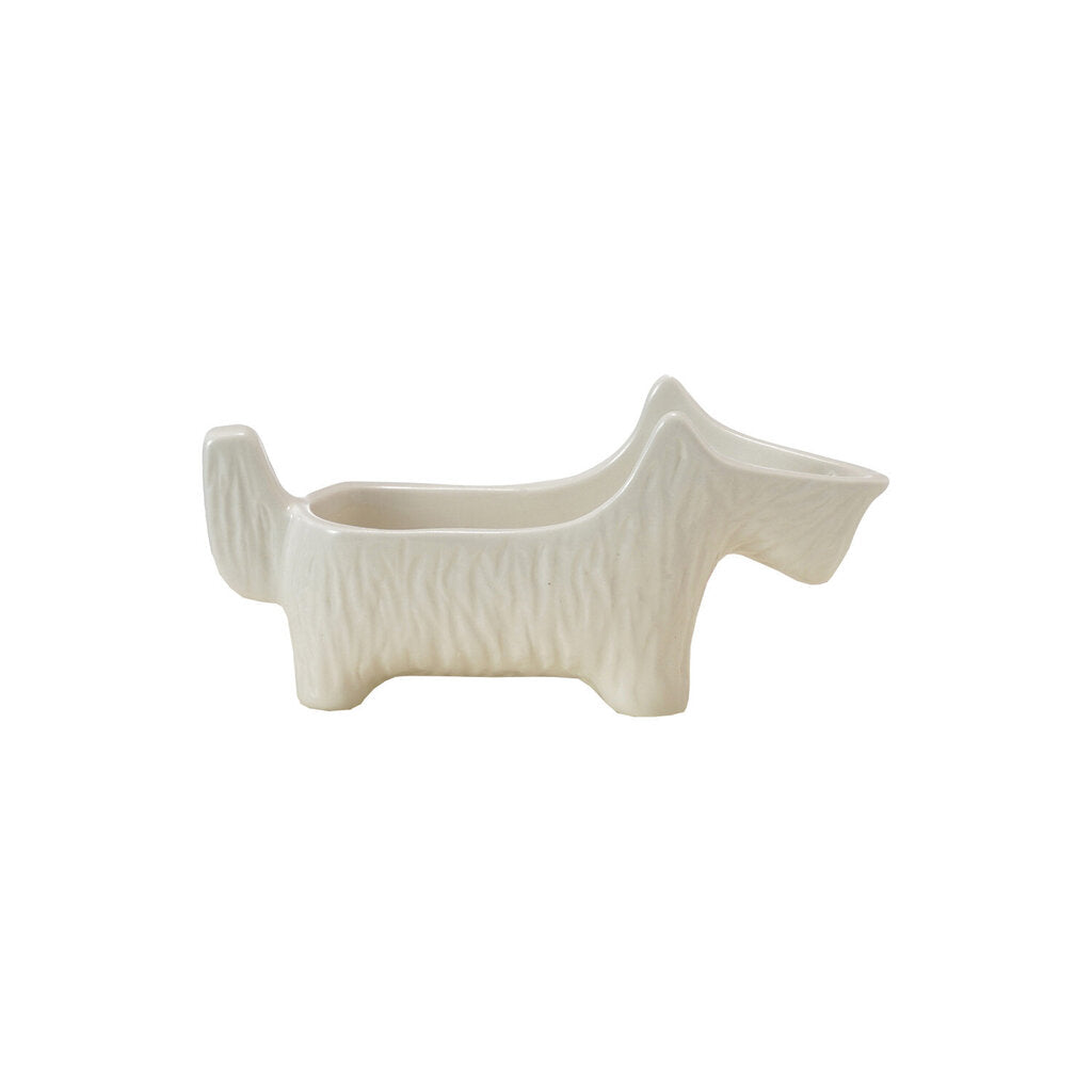 STONEWARE WHITE SCOTTIE DISH