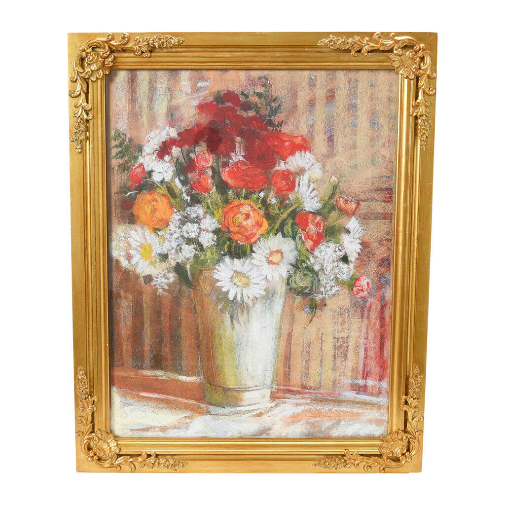 WOOD FRAMED WALL ART WITH FLOWERS