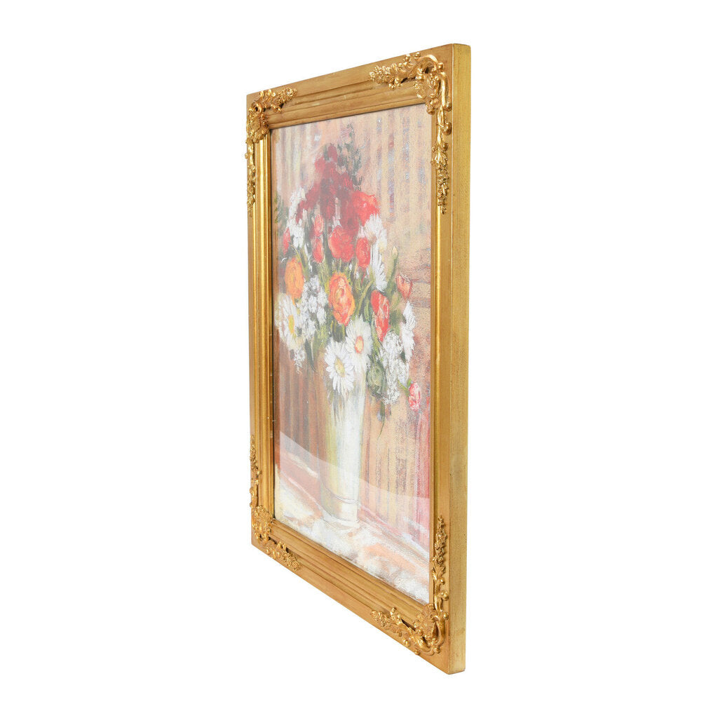 WOOD FRAMED WALL ART WITH FLOWERS