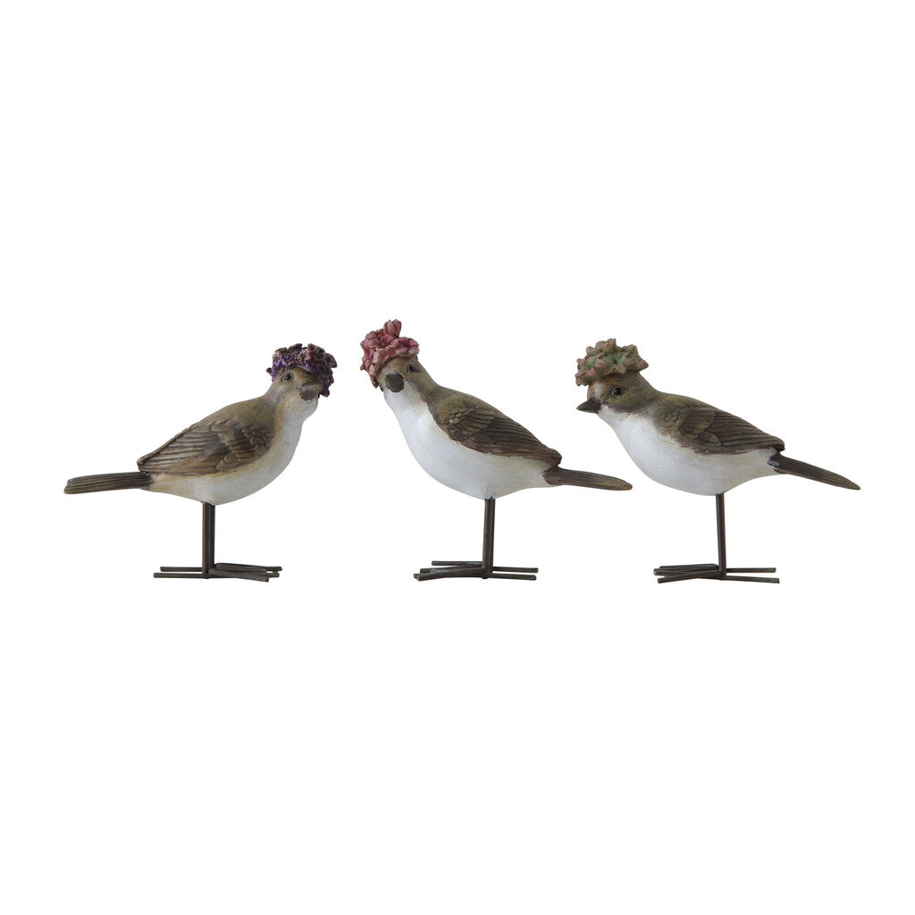 RESIN BIRD WITH HAT & METAL FEET