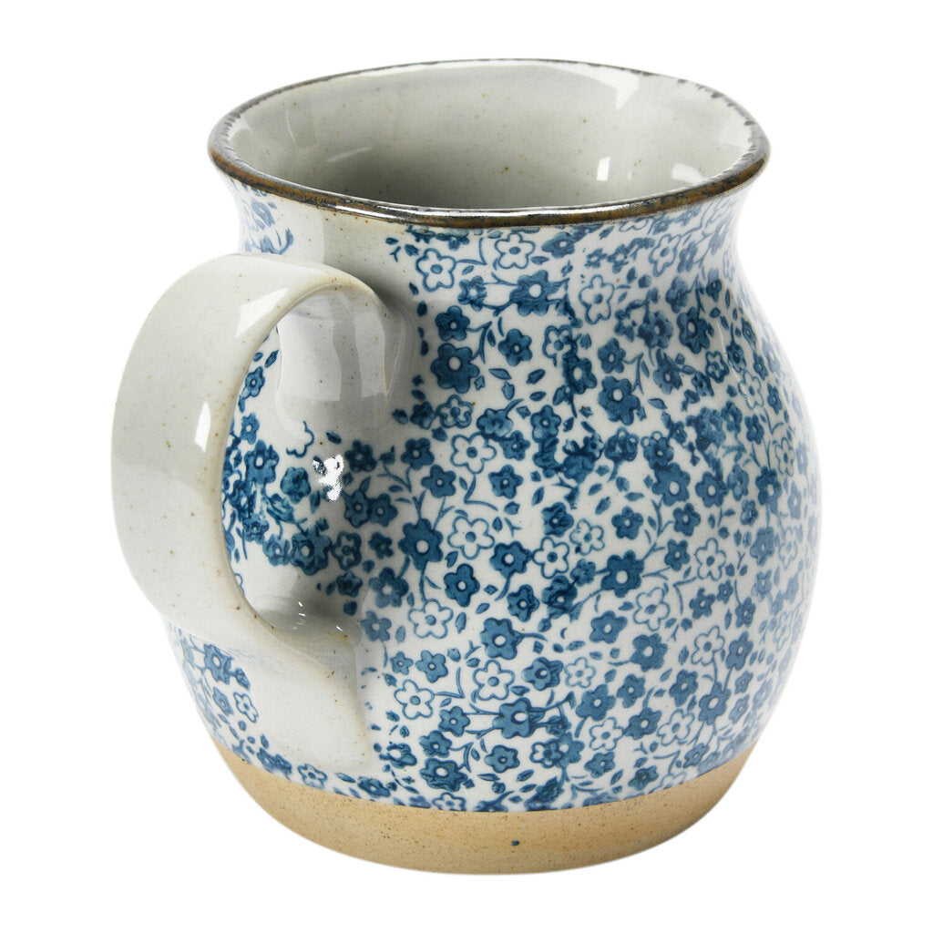 HAND PAINTED BLUE FLORAL PITCHER