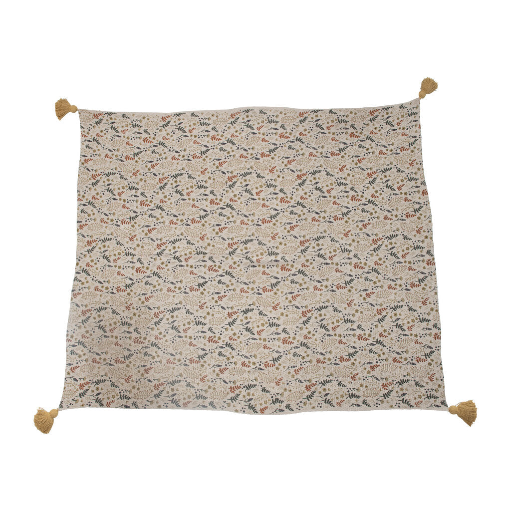 WOVEN PRINT THROW WITH TASSELS