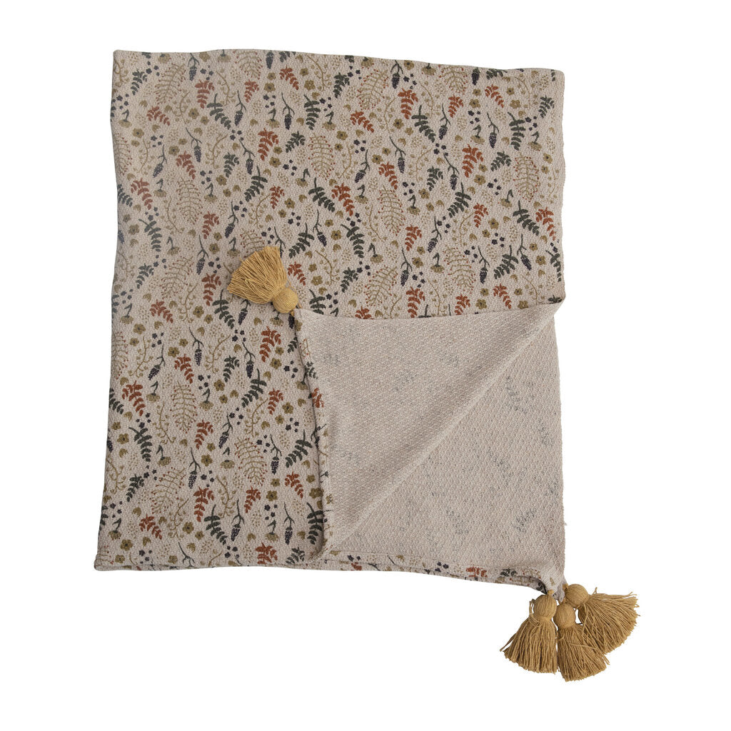 WOVEN PRINT THROW WITH TASSELS