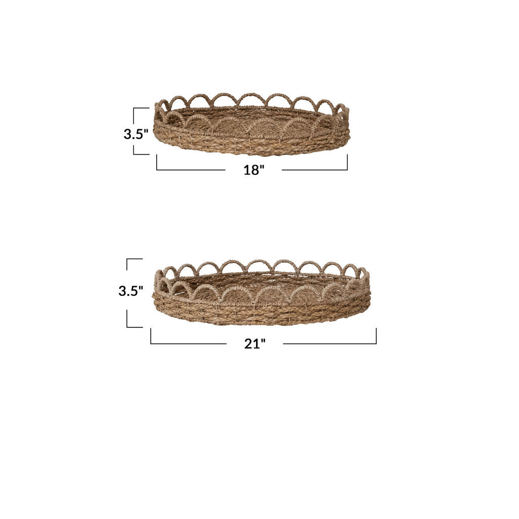 WOVEN SEAGRASS SCALLOPED TRAY