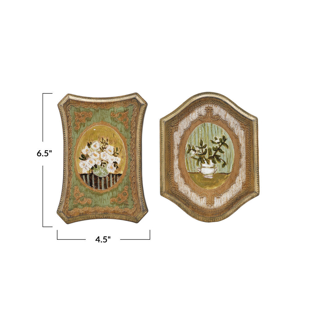 ANTIQUE GOLD FINISH WALL DECOR WITH FLOWERS