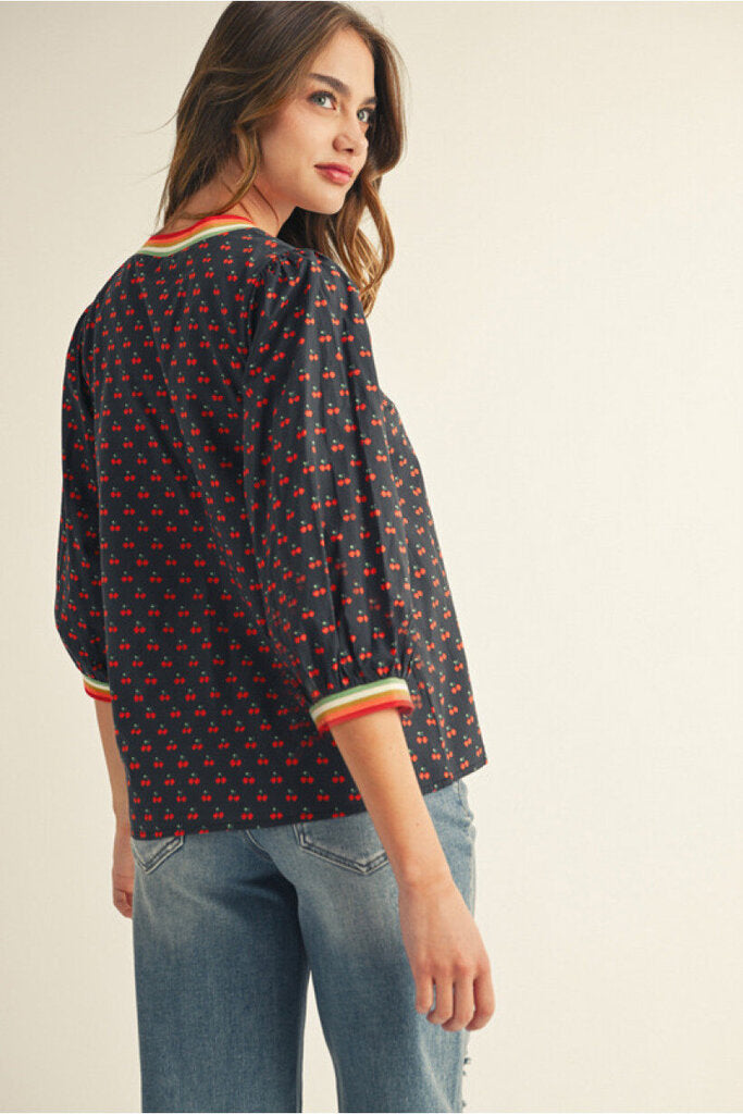 DARCY BLACK CHERRY PRINT TOP