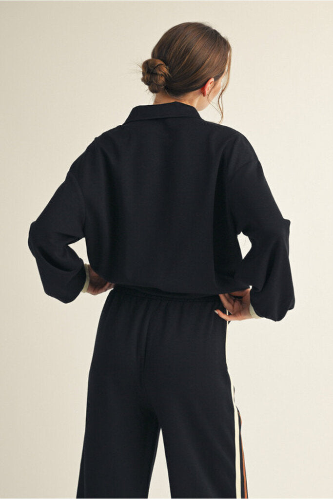 ROWAN BLACK PULLOVER WITH STRIPED BAND