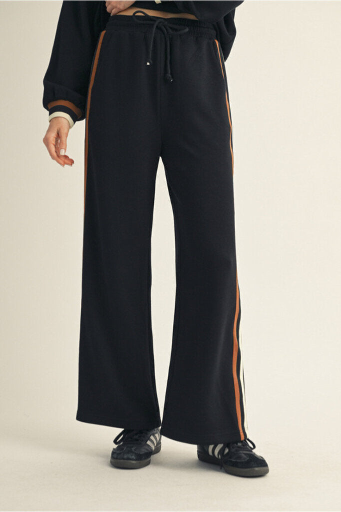 ROWAN BLACK SWEATPANTS WITH STRIPES