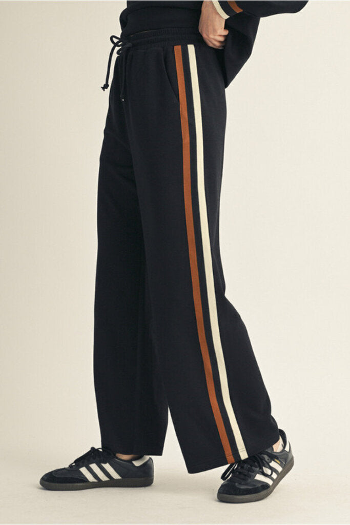 ROWAN BLACK SWEATPANTS WITH STRIPES