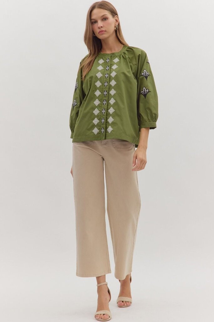 ALICE OLIVE EMBROIDERED TOP