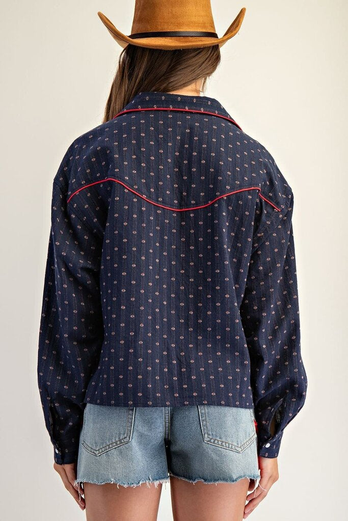 PEYTON WESTERN EMBROIDERED PEARL SNAP TOP