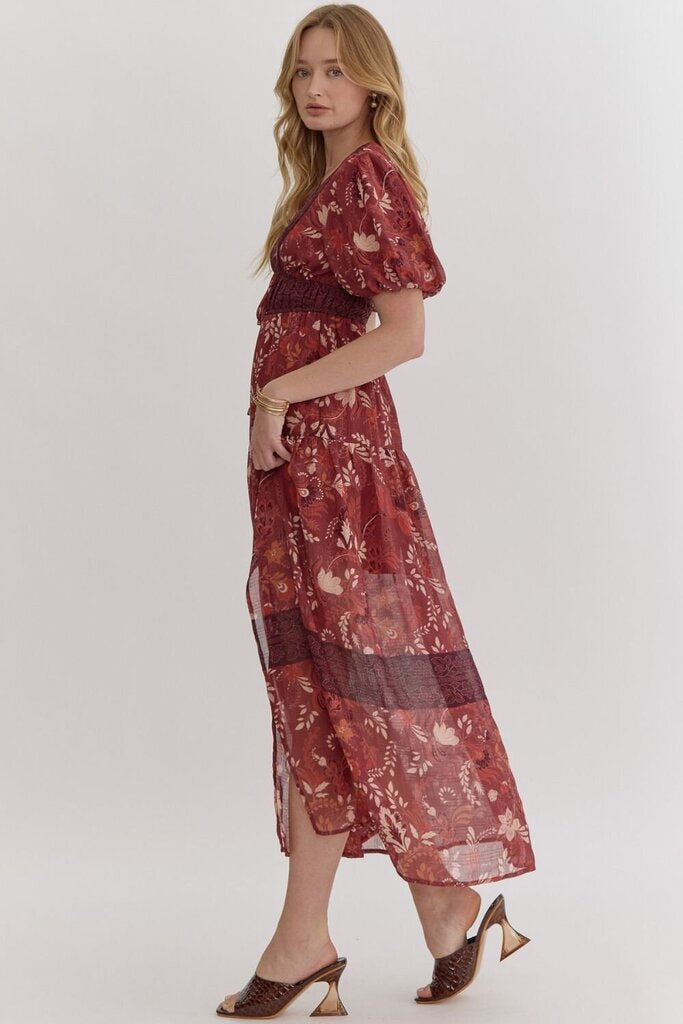 ANNA RUST FLORAL MAXI DRESS