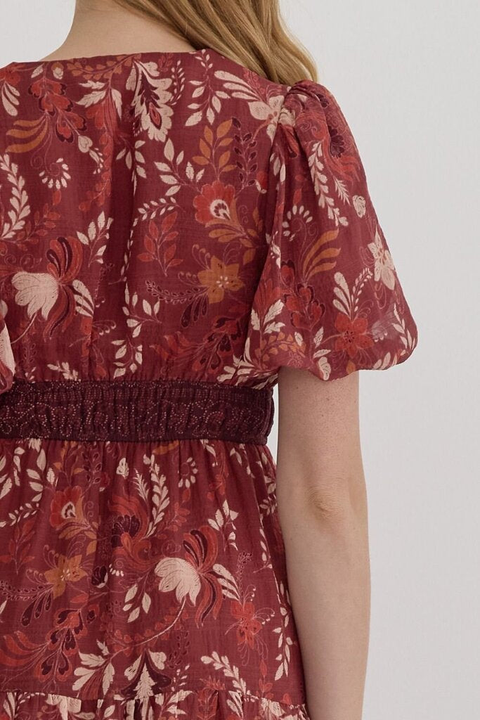 ANNA RUST FLORAL MAXI DRESS