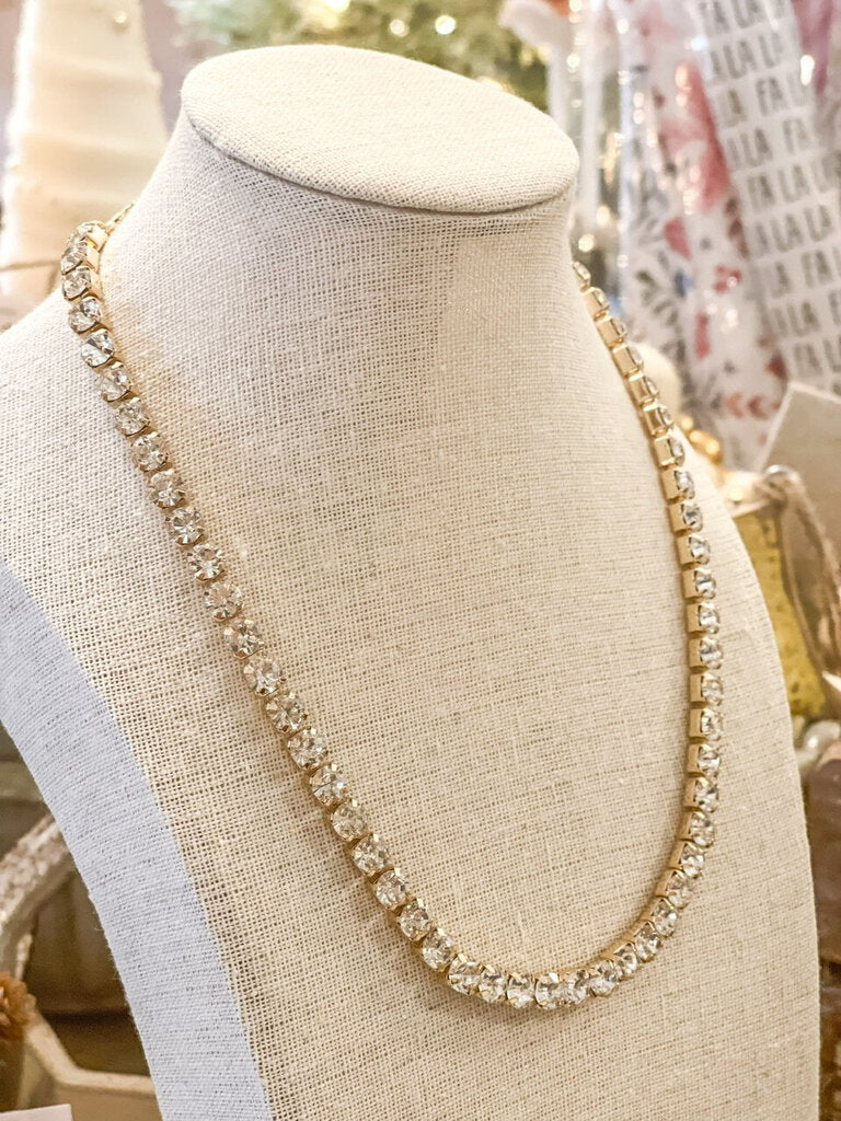 ROUND FACETED RHINESTONE NECKLACE