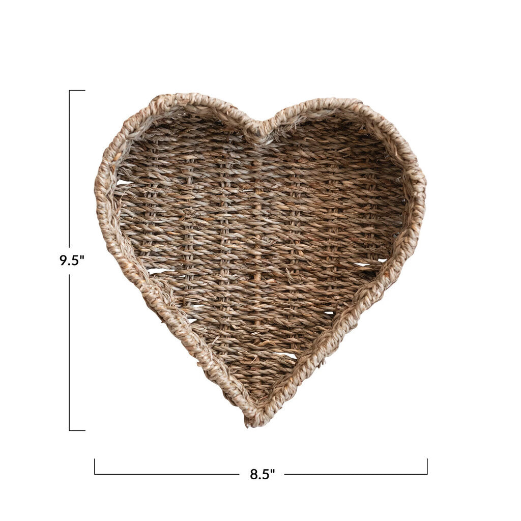 Woven Seagrass Heart Shaped Basket