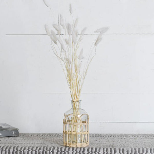 6.5" GLASS VASE WITH CANE WEAVING