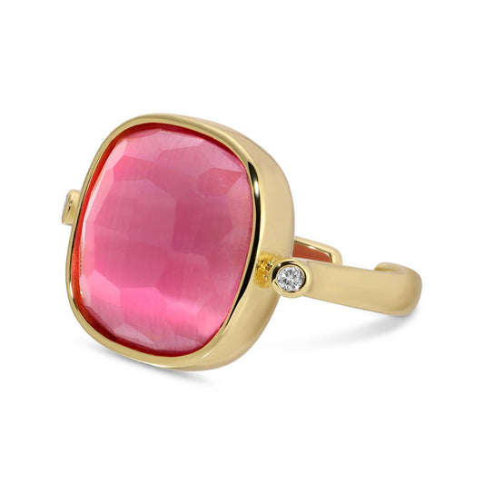 PINK SQUARE STONE RING