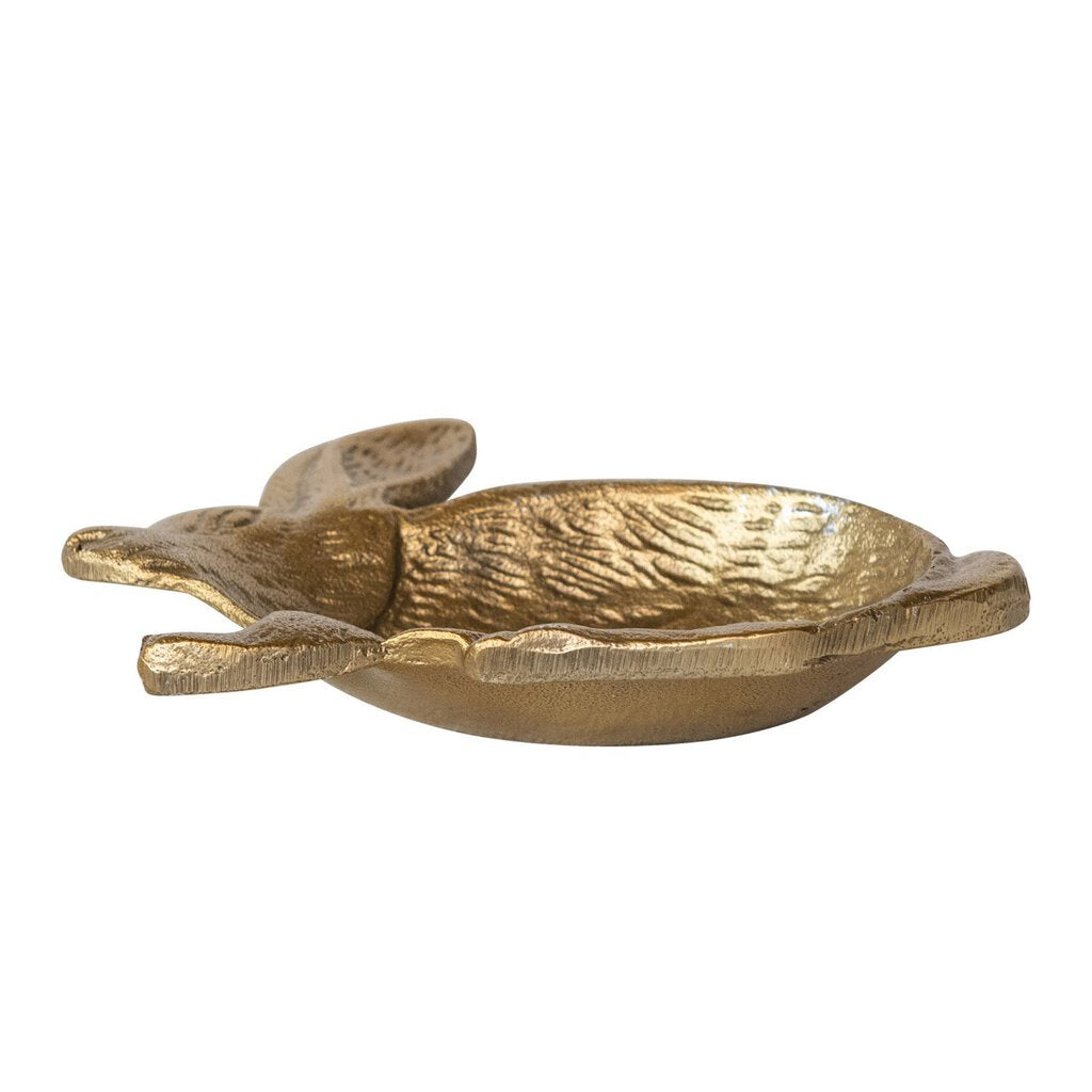 GOLD FINISH ALUMINUM RABBIT DISH