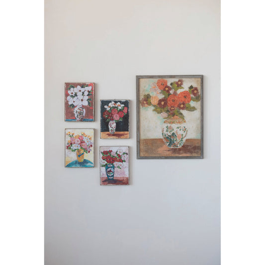 CANVAS WALL DECOR WITH FLOWERS IN VASE