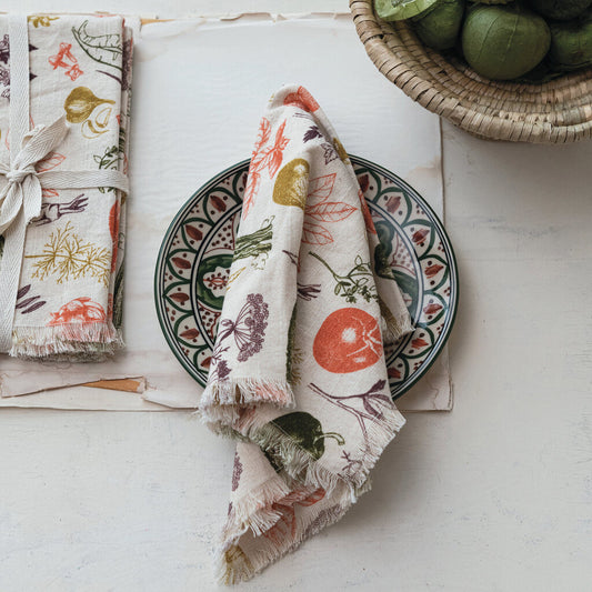 SET OF COTTON NAPKINS WITH VEGGIE PRINT