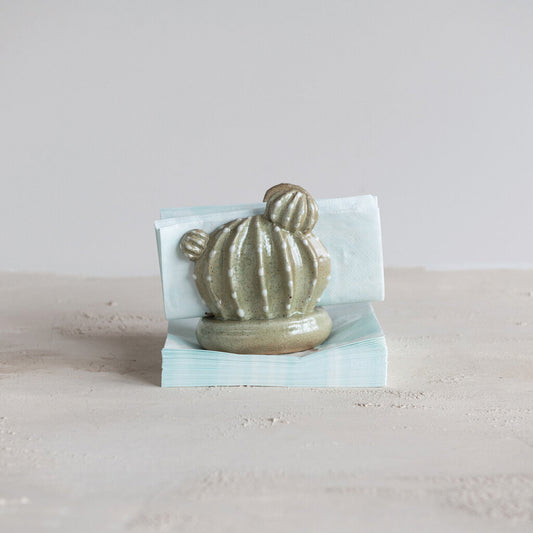 STONEWARE CACTUS SPONGE HOLDER
