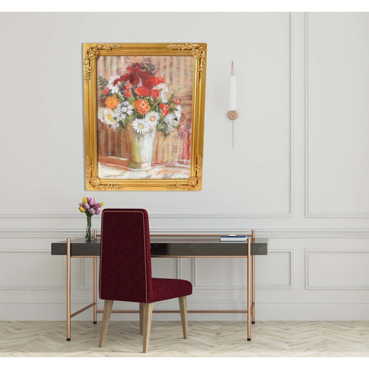 WOOD FRAMED WALL ART WITH FLOWERS