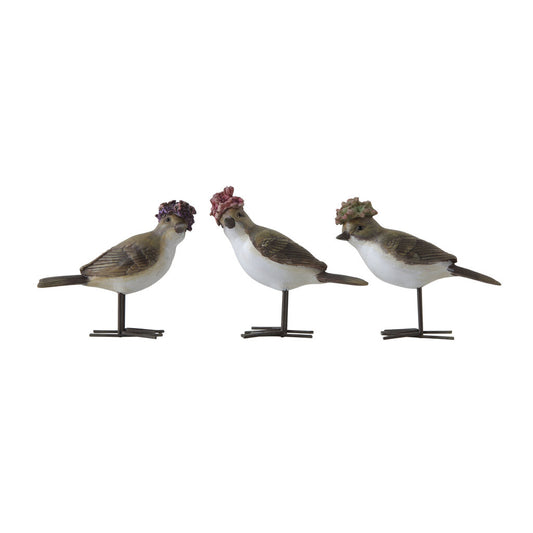 RESIN BIRD WITH HAT & METAL FEET