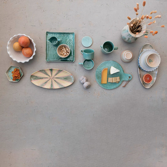 BLUE STONEWARE SERVING TRAY