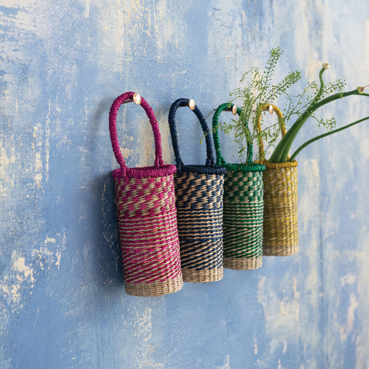 HAND WOVEN SEAGRASS BOTTLE BASKET