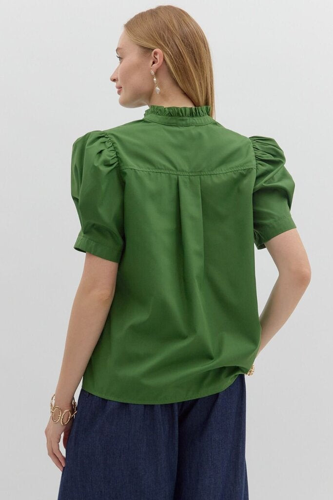 MONROE GREEN PUFF SLEEVE TOP