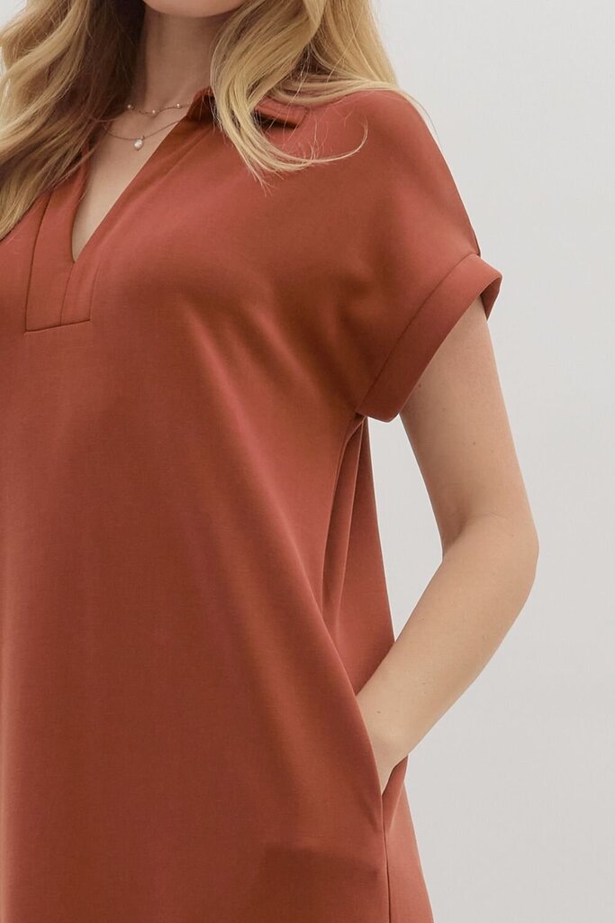 ELIANA CLAY PULLOVER MIDI SHIRT DRESS