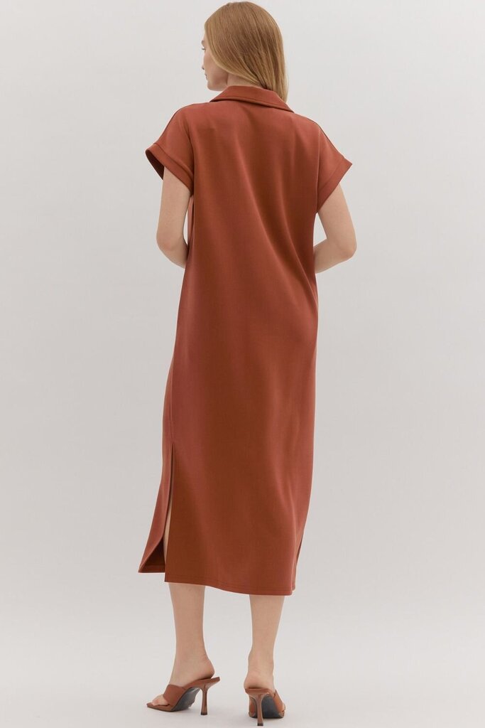 ELIANA CLAY PULLOVER MIDI SHIRT DRESS