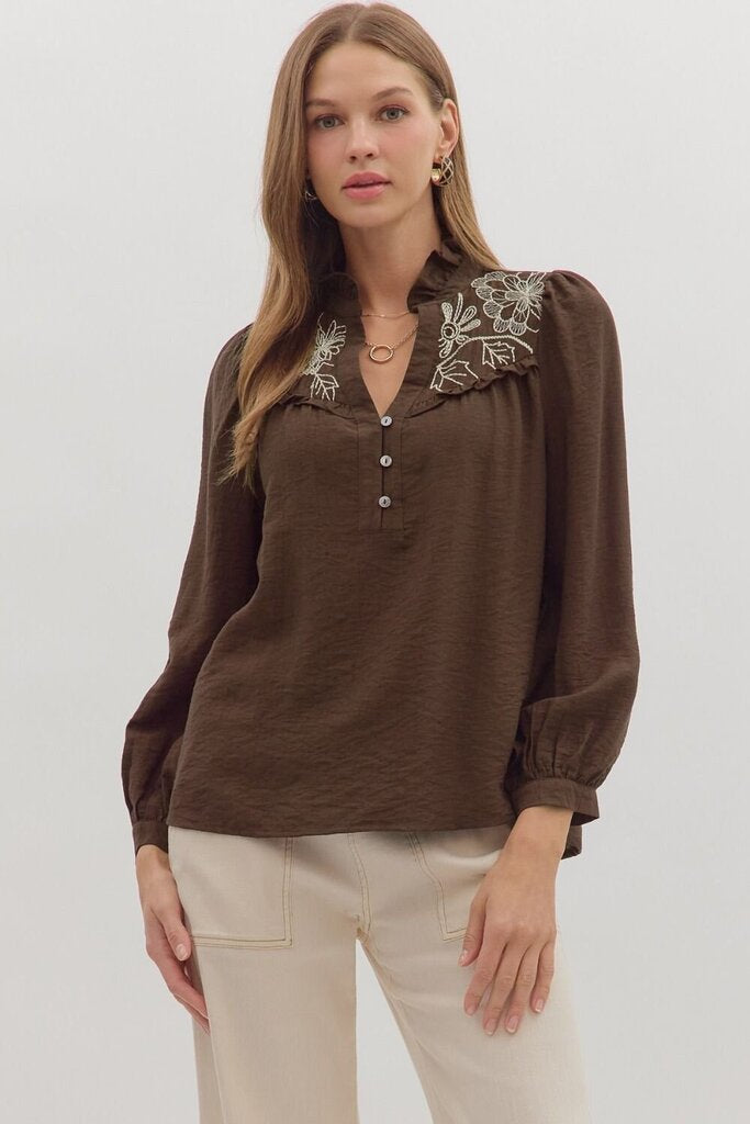 ASHLEY BROWN EMBROIDERED TOP