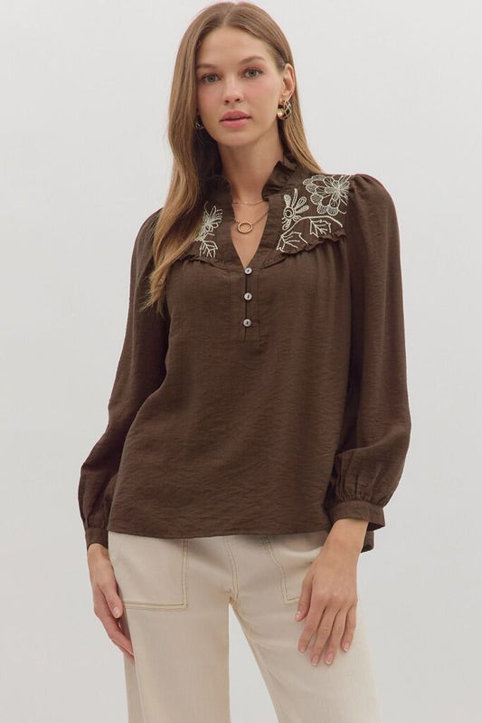 ASHLEY BROWN EMBROIDERED TOP