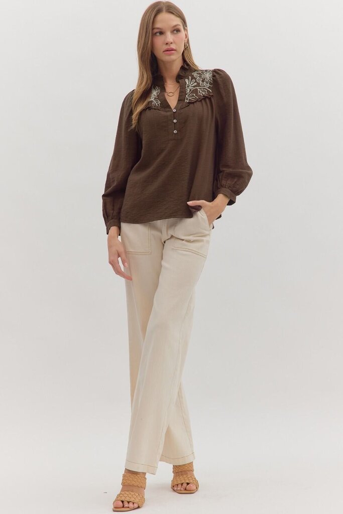 ASHLEY BROWN EMBROIDERED TOP