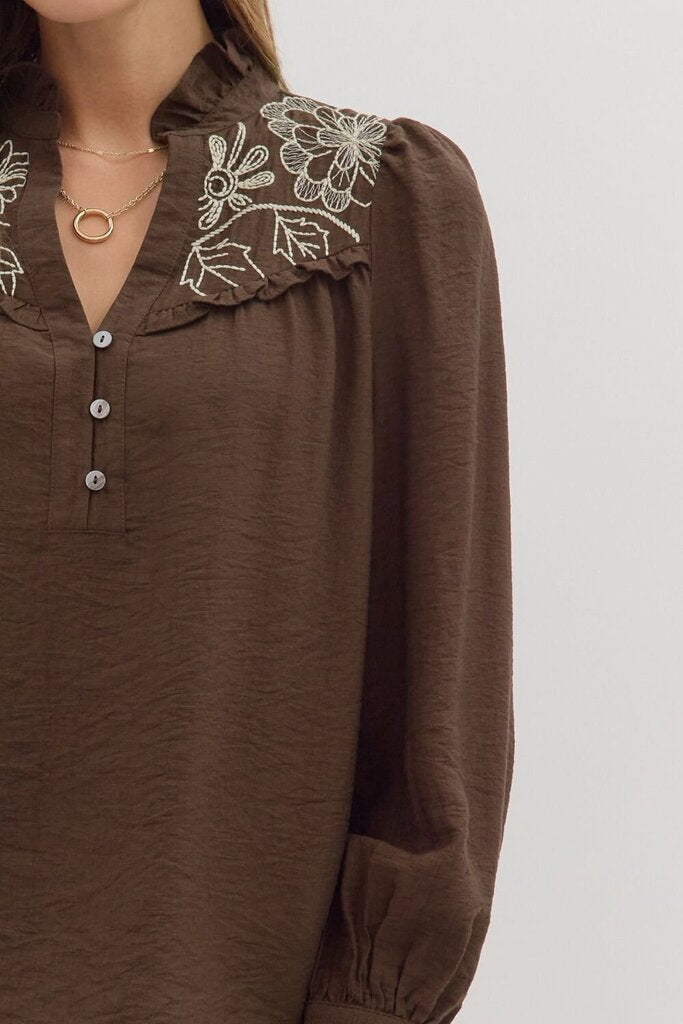 ASHLEY BROWN EMBROIDERED TOP