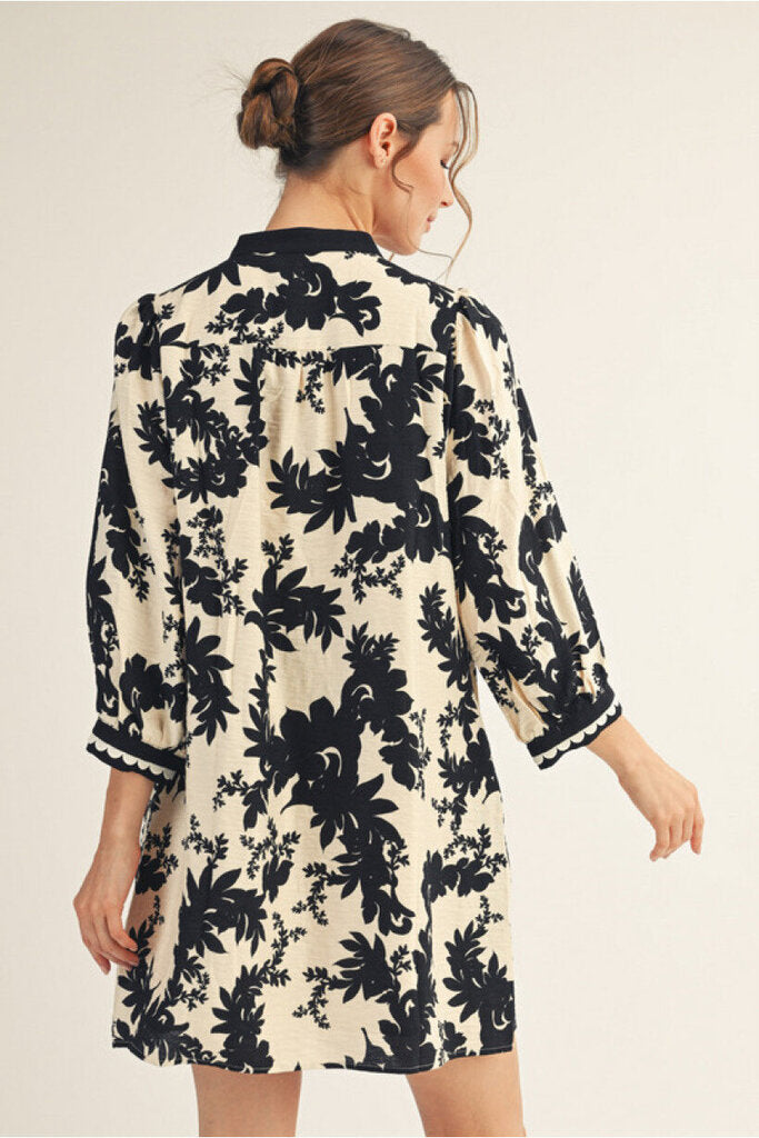 GEORGIA BLACK DRESS WITH LACE TRIM