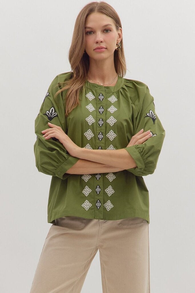 ALICE OLIVE EMBROIDERED TOP