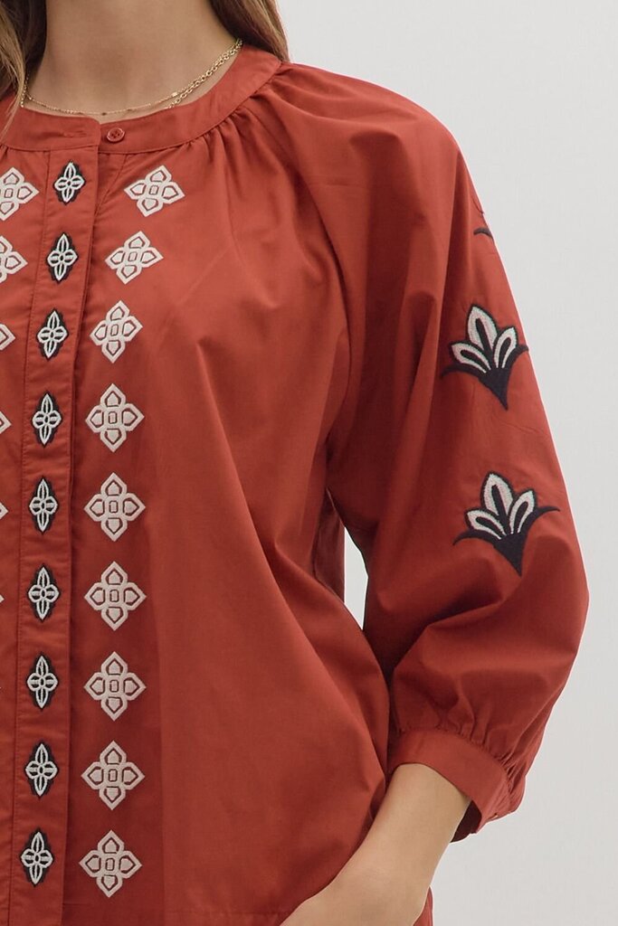 ALICE BRICK EMBROIDERED TOP