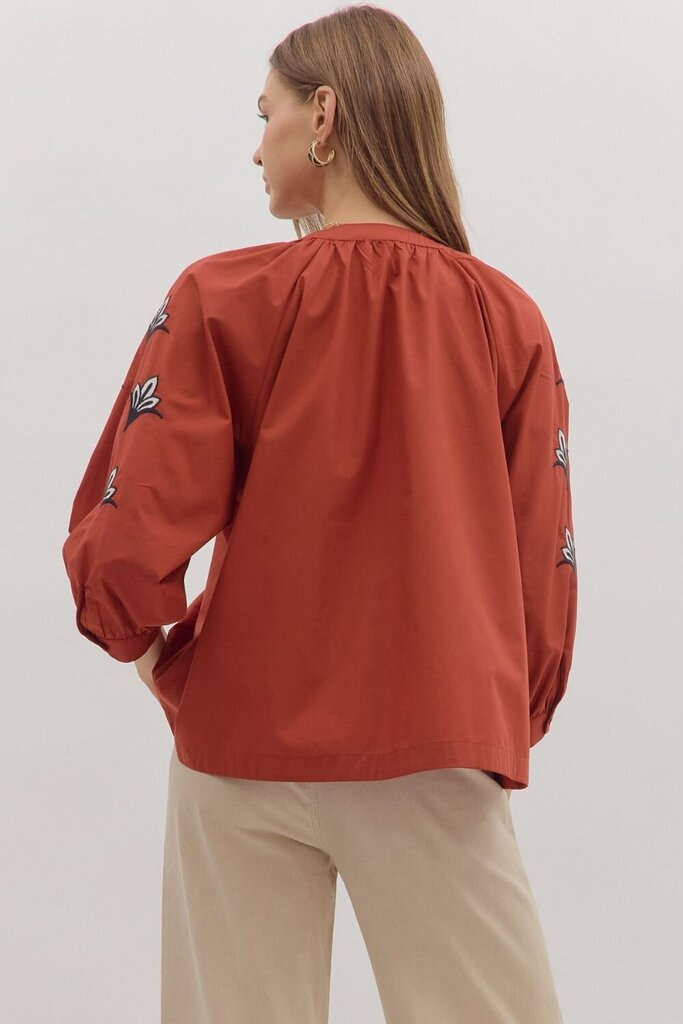 ALICE BRICK EMBROIDERED TOP